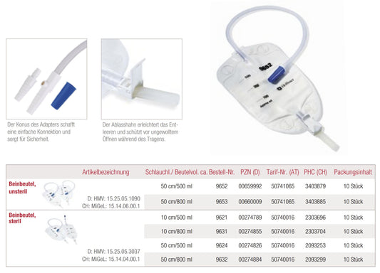 Beinbeutel 540ml medium, steril