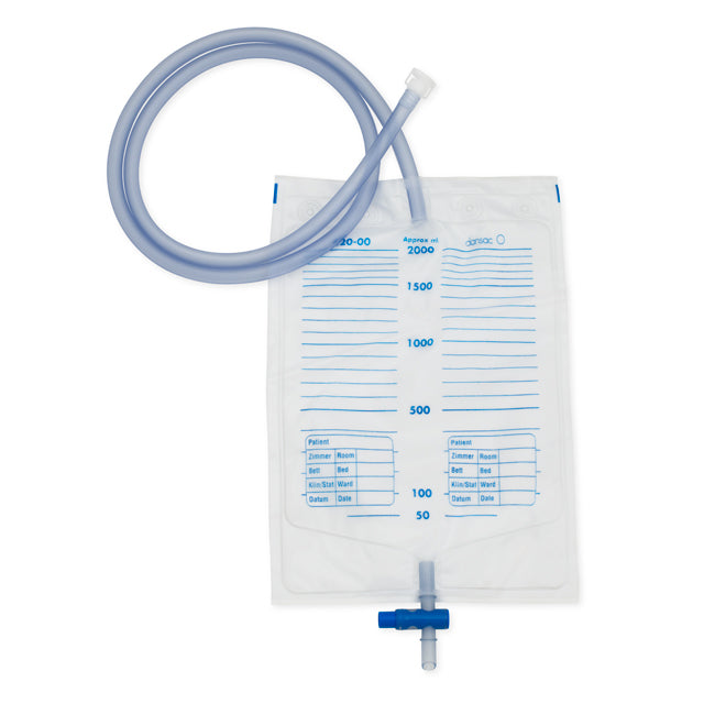 Dansac Nachtbeutel 2000ml 120cm mit Rücklaufsperre, Einhand-Ablaufventil