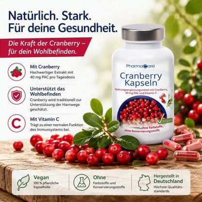 Cranberry Kapseln 320mg + Vitamin C von PharmaCare, Ansicht 2 von 3