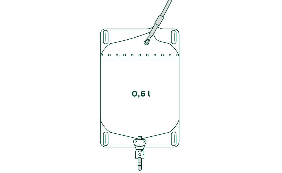 Rechteckbeutel 0,6l 32cm Schiebehahn, Einlauf schräg