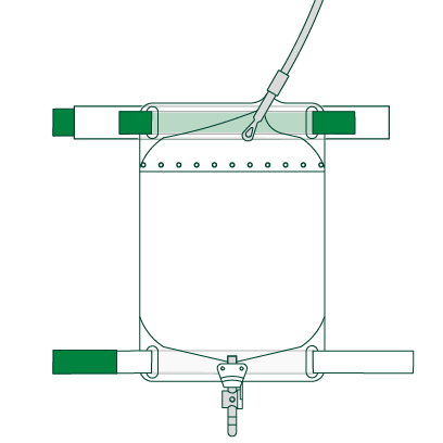 Rechteckbeutel 0,6l 32cm Schiebehahn, Einlauf schräg